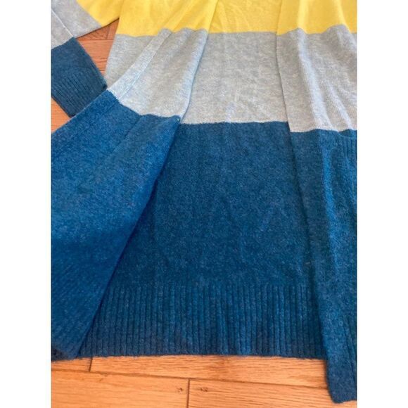 NWT A New Day, women’s yellow/blue color blocked long open cardigan size small - Picture 4 of 9